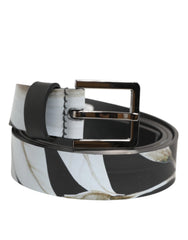 Dolce & Gabbana Multicolor PVC Floral Silver Buckle Men Belt - 90 cm / 36 Inches - Belts