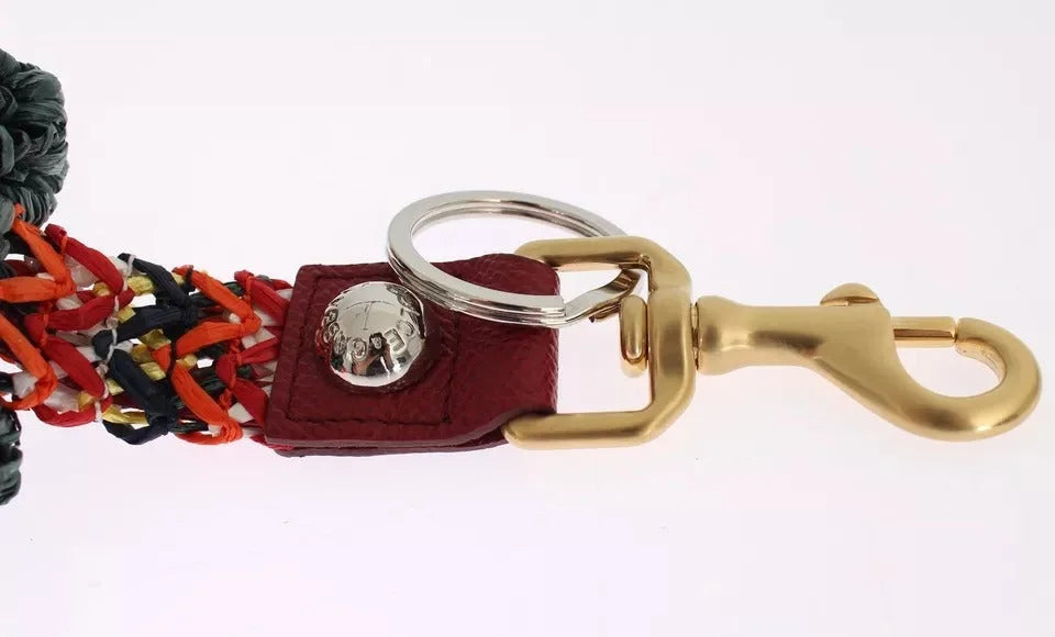 Dolce & Gabbana Multicolor Raffia Leather Clasp Finder Chain Keyring - Keychains