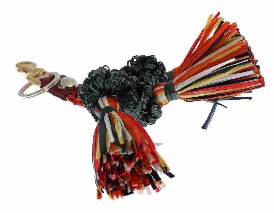 Dolce & Gabbana Multicolor Raffia Leather Clasp Finder Chain Keyring - Keychains