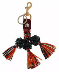 Dolce & Gabbana Multicolor Raffia Leather Clasp Finder Chain Keyring - Keychains