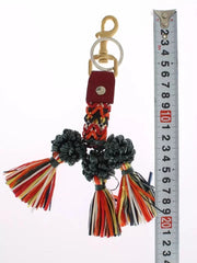 Dolce & Gabbana Multicolor Raffia Leather Clasp Finder Chain Keyring - Keychains