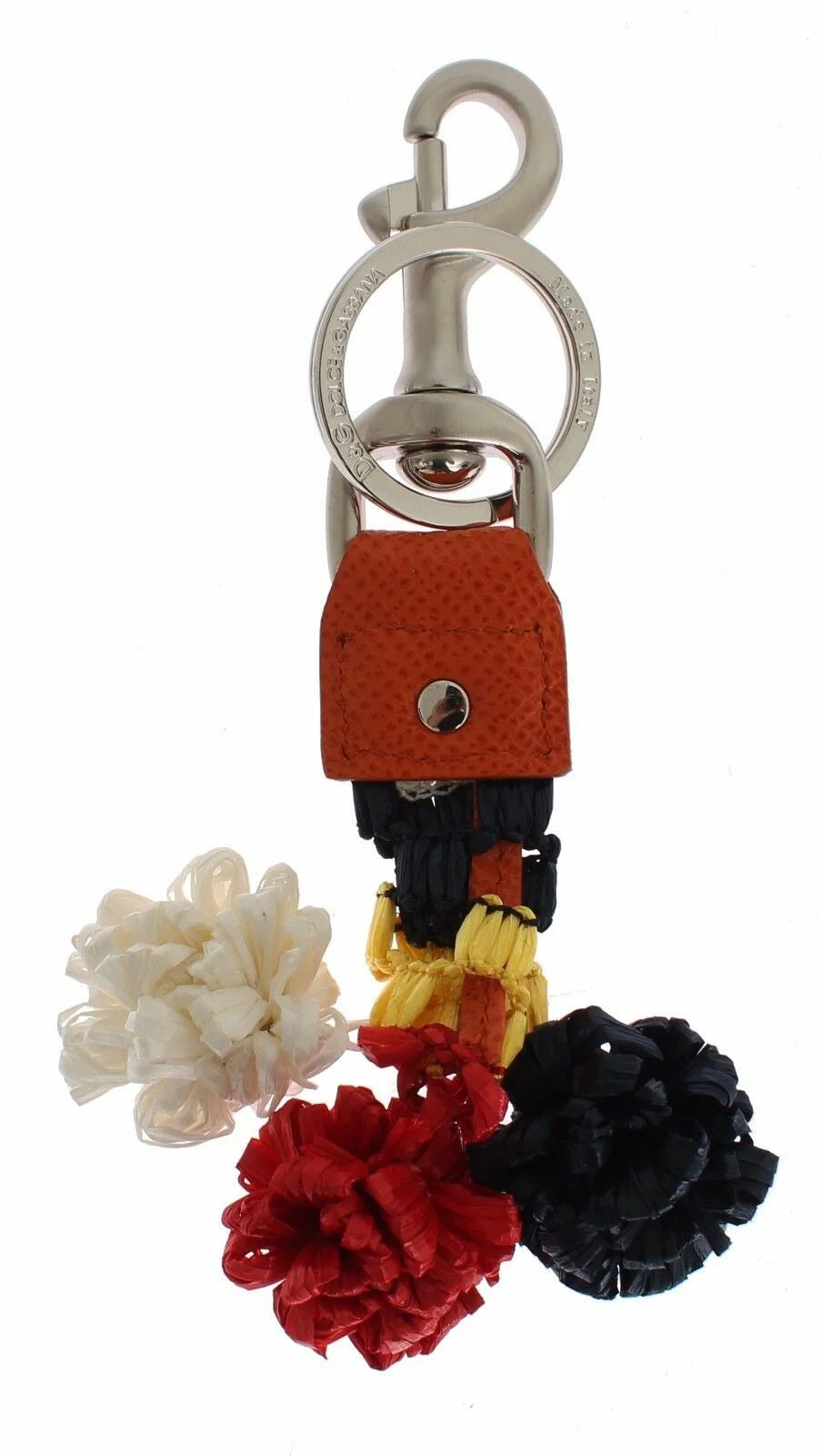 Dolce & Gabbana Multicolor Raffia Leather Clasp Finder Chain Keyring - Keychains