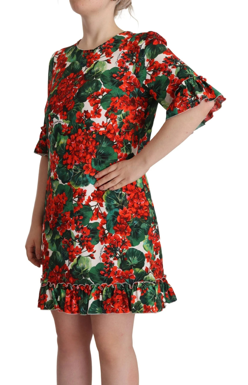 Dolce & Gabbana Multicolor Red Floral Shift Gown Dress - IT44|L - Dresses