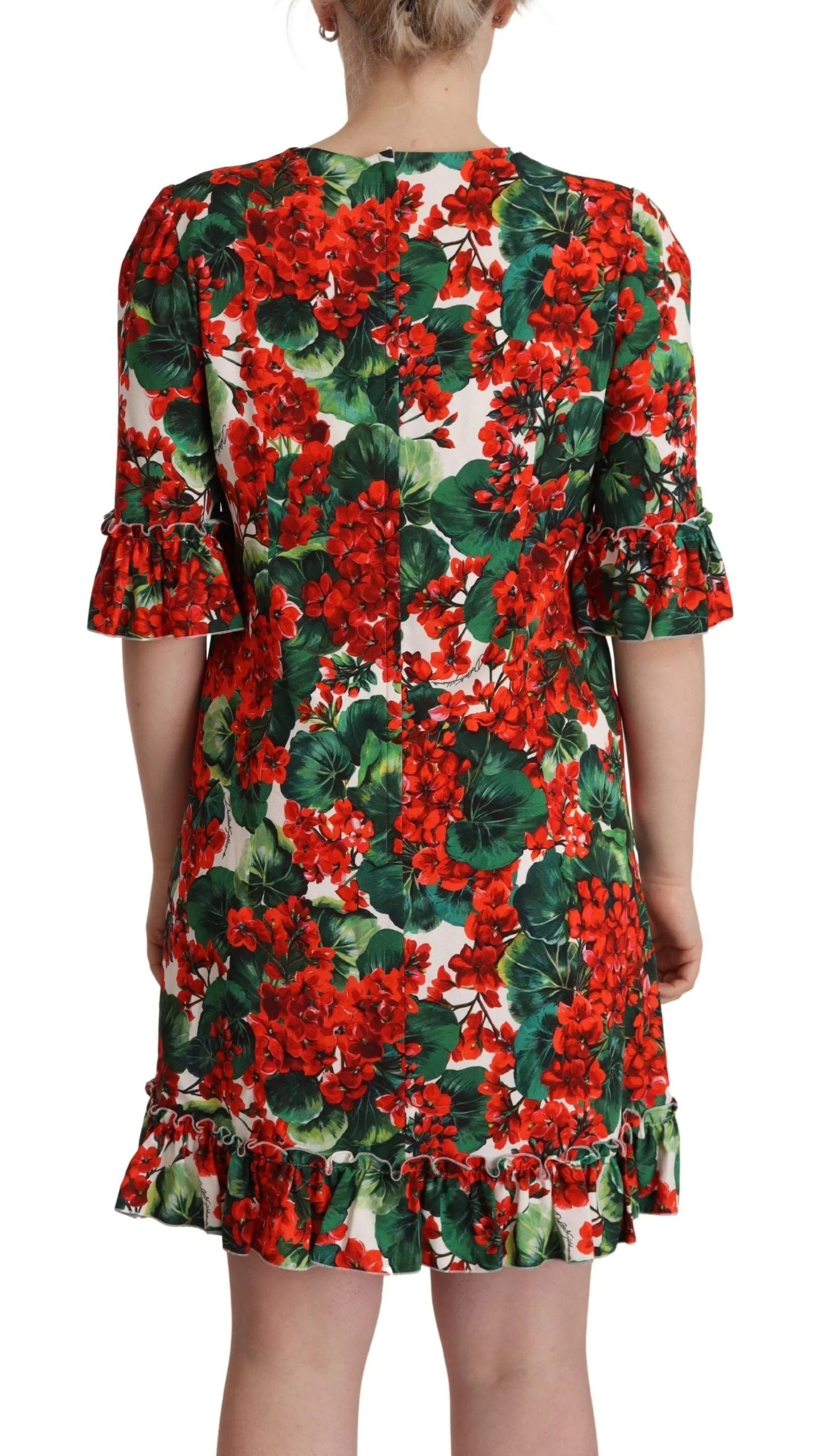 Dolce & Gabbana Multicolor Red Floral Shift Gown Dress - IT44|L - Dresses