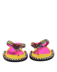 Dolce & Gabbana Multicolor Rhinestone Flip Flop Flat Sandals Shoes - EU42/US11.5 - Sandals