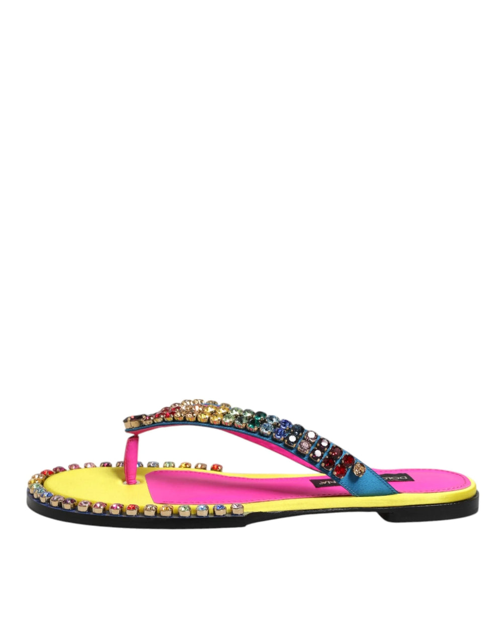 Dolce & Gabbana Multicolor Rhinestone Flip Flop Flat Sandals Shoes - EU42/US11.5 - Sandals