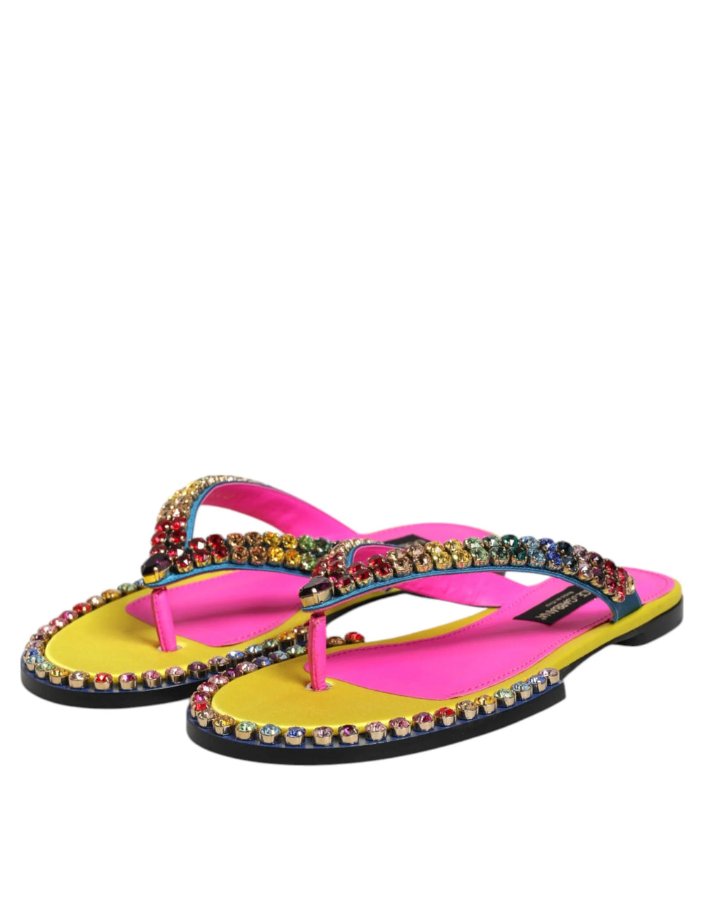 Dolce & Gabbana Multicolor Rhinestone Flip Flop Flat Sandals Shoes - EU42/US11.5 - Sandals