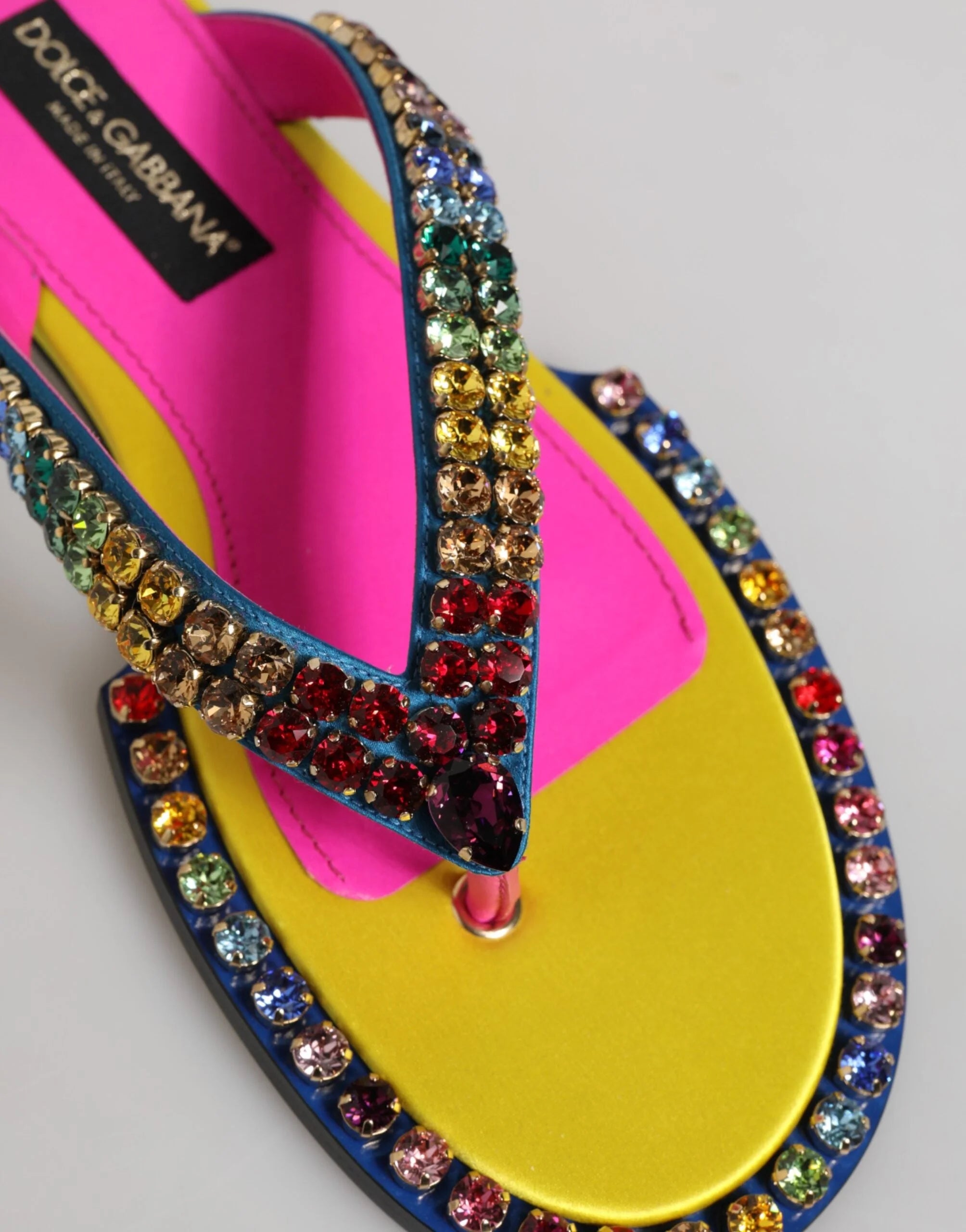 Dolce & Gabbana Multicolor Rhinestone Flip Flop Flat Sandals Shoes - EU42/US11.5 - Sandals