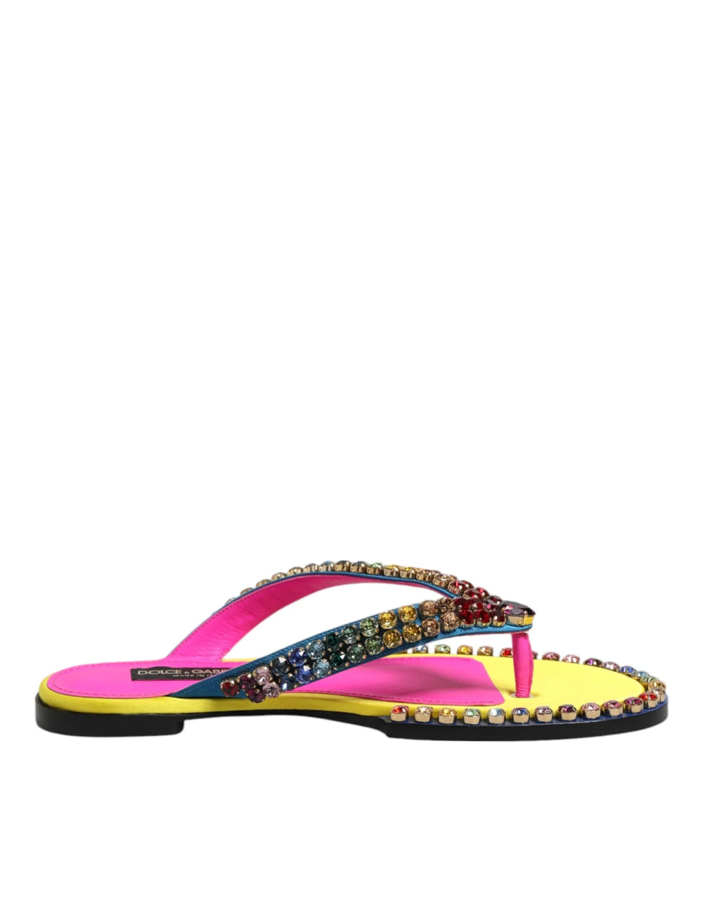 Dolce & Gabbana Multicolor Rhinestone Flip Flop Flat Sandals Shoes - EU42/US11.5 - Sandals