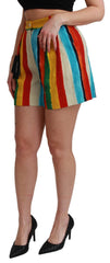 Dolce & Gabbana Multicolor Riga Pittorica Mini Shorts - IT42|M - Short Trousers