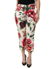 Dolce & Gabbana Multicolor Rose Floral Cropped Trousers Pants - IT42|M