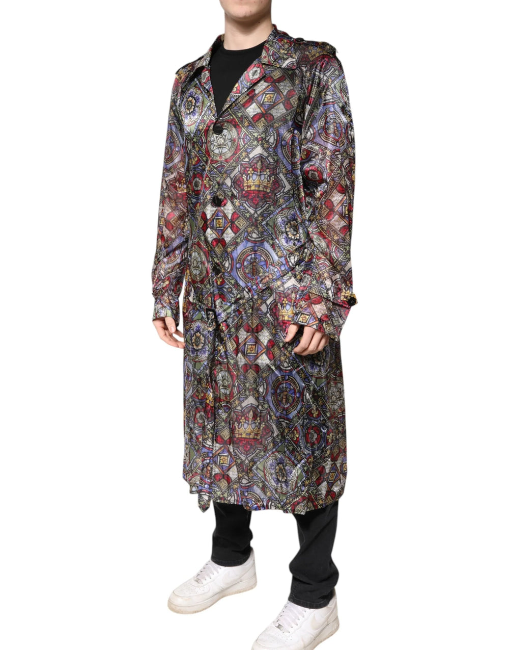 Dolce & Gabbana Multicolor Royal Bee Crown Trench Coat Jacket - IT48 | M - Trench Coats