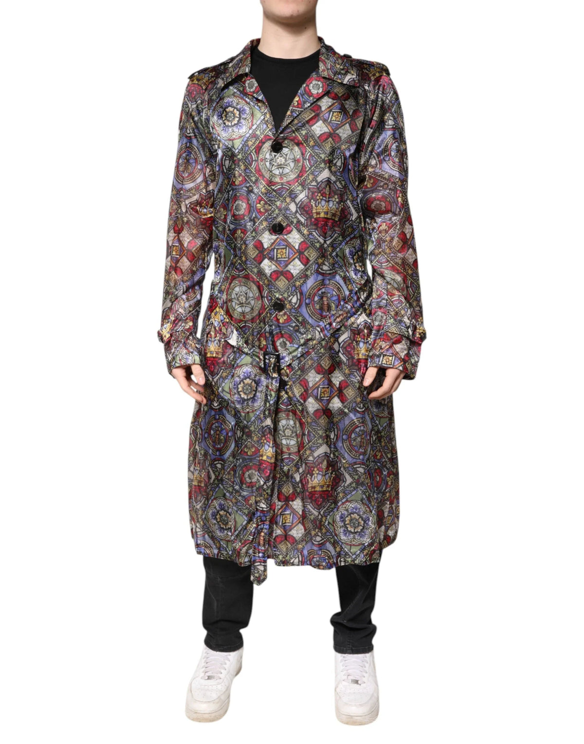 Dolce & Gabbana Multicolor Royal Bee Crown Trench Coat Jacket - IT48 | M - Trench Coats