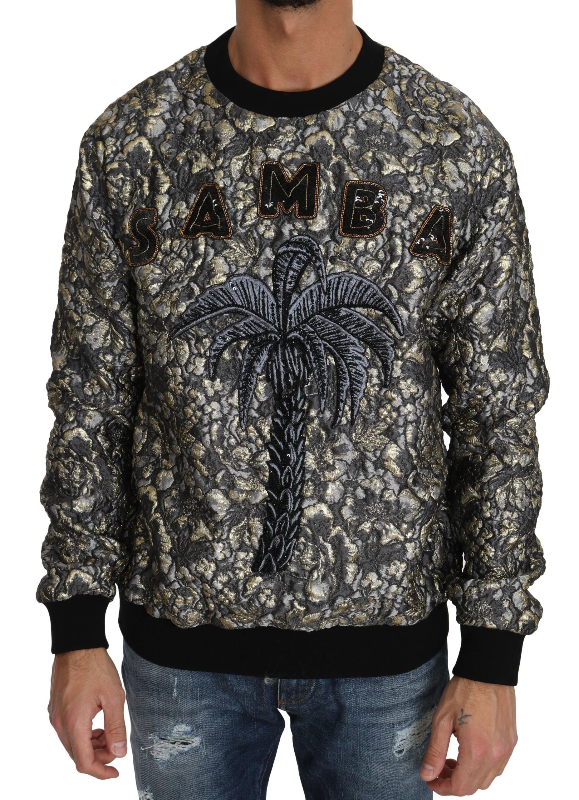 Dolce & Gabbana Multicolor SAMBA Jacquard Palmtree Pullover Sweater - IT46 | S - Sweaters