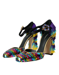 Dolce & Gabbana Multicolor Sequin Crystal Mary Jane Shoes - EU40/US9.5 - Heels