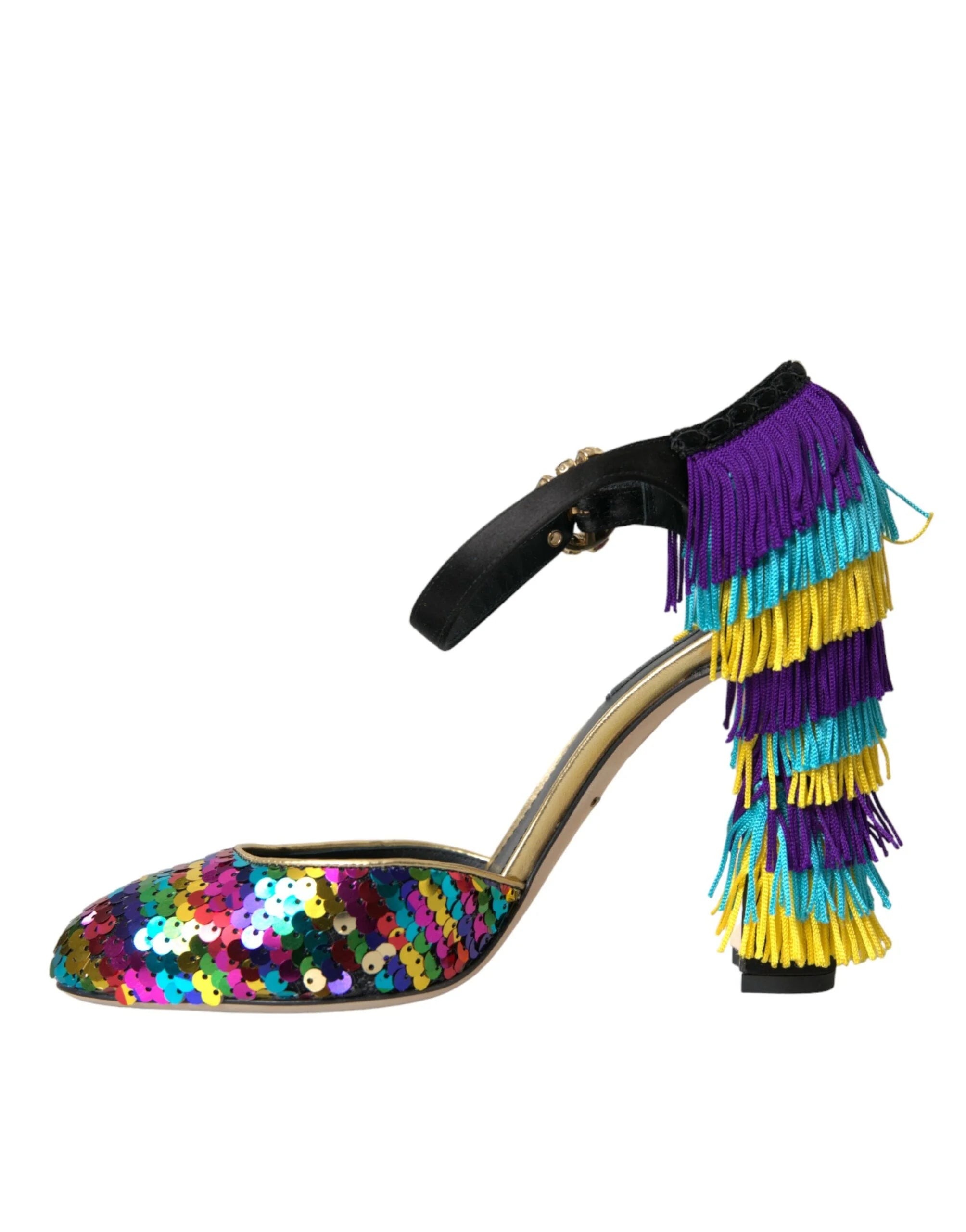 Dolce & Gabbana Multicolor Sequin Crystal Mary Jane Shoes - EU40/US9.5 - Heels