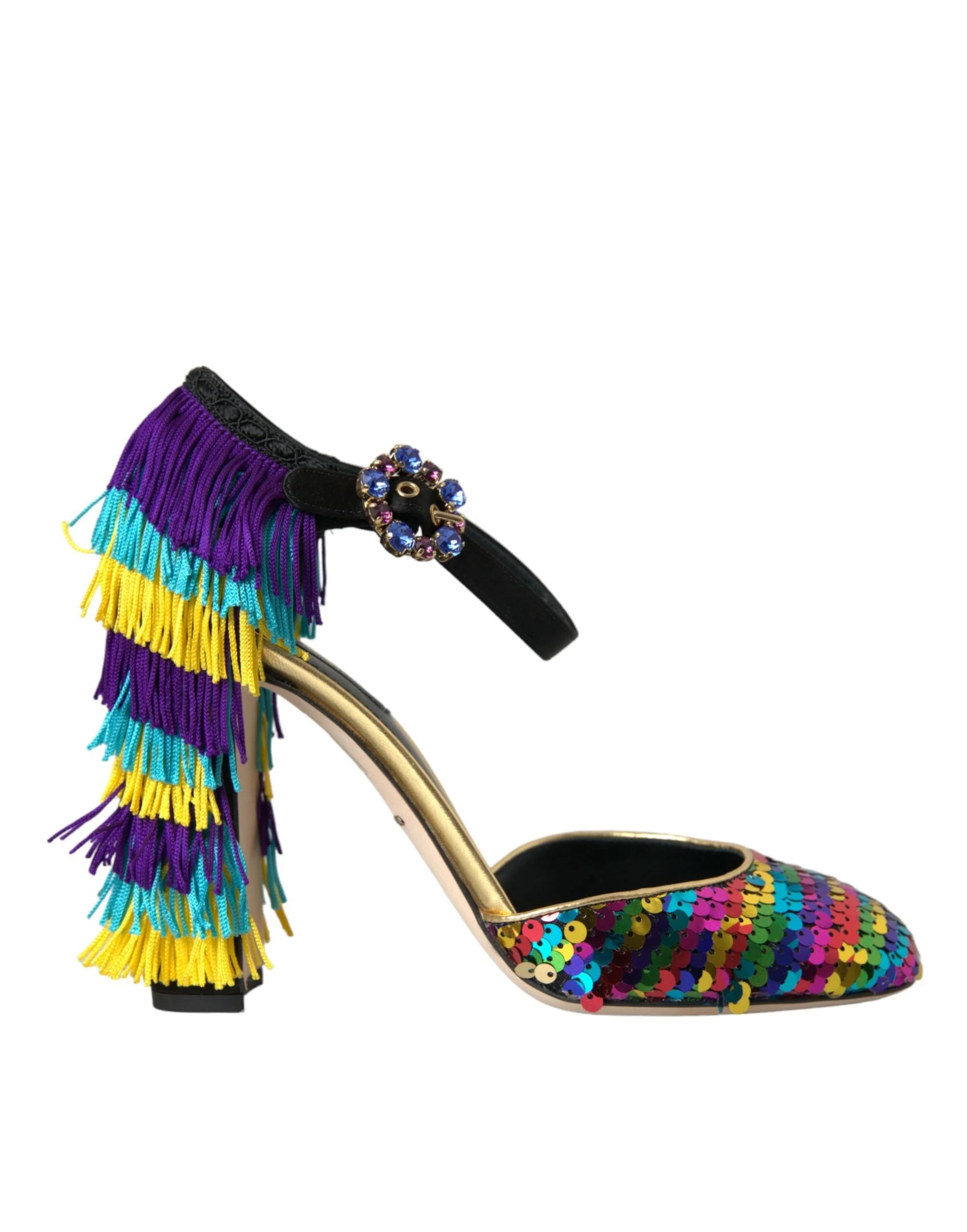 Dolce & Gabbana Multicolor Sequin Crystal Mary Jane Shoes - EU40/US9.5
