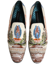 Czarne loafersy Dolce & Gabbana z haftowanymi cekinami w wielokolorowym wzorze – EU43/US10