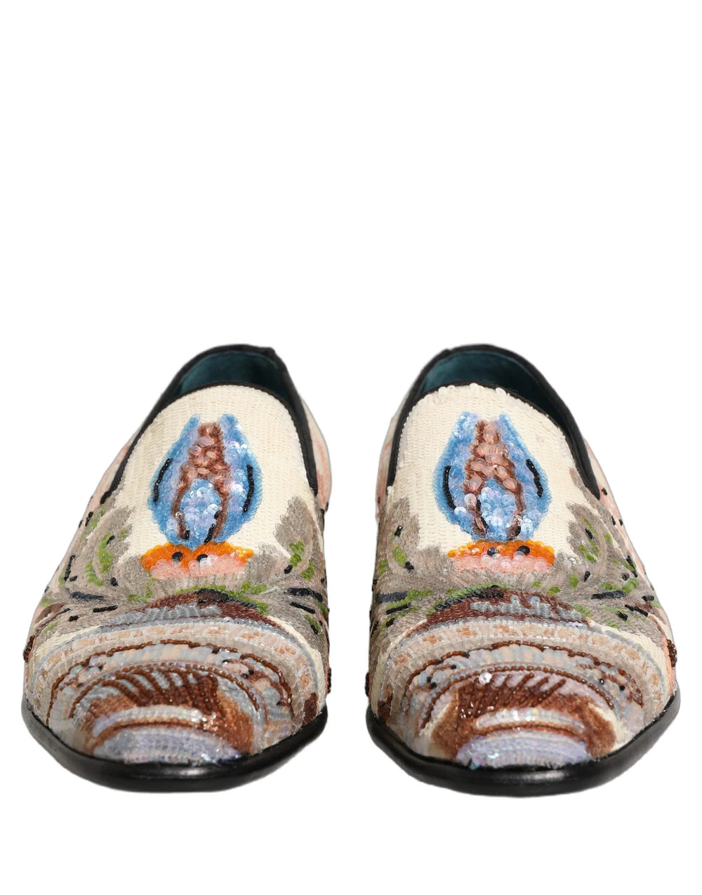 Dolce & Gabbana Multicolor Sequin Embroidered Loafers Shoes - EU44/US11