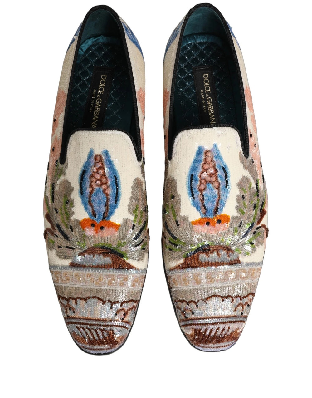 Dolce & Gabbana Multicolor Sequin Embroidered Loafers Shoes - EU44/US11