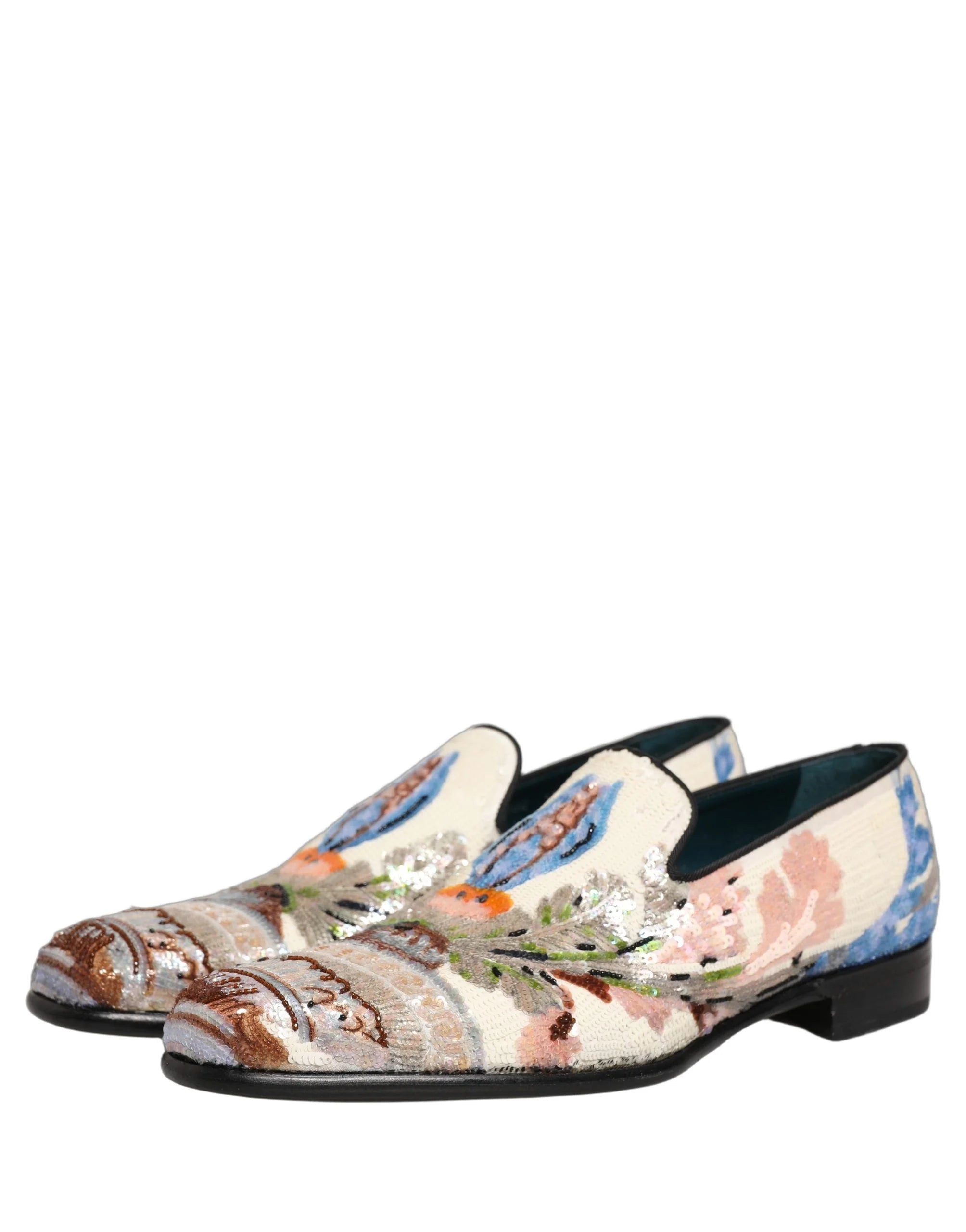 Dolce & Gabbana Multicolor Sequin Embroidered Loafers Shoes - EU44/US11