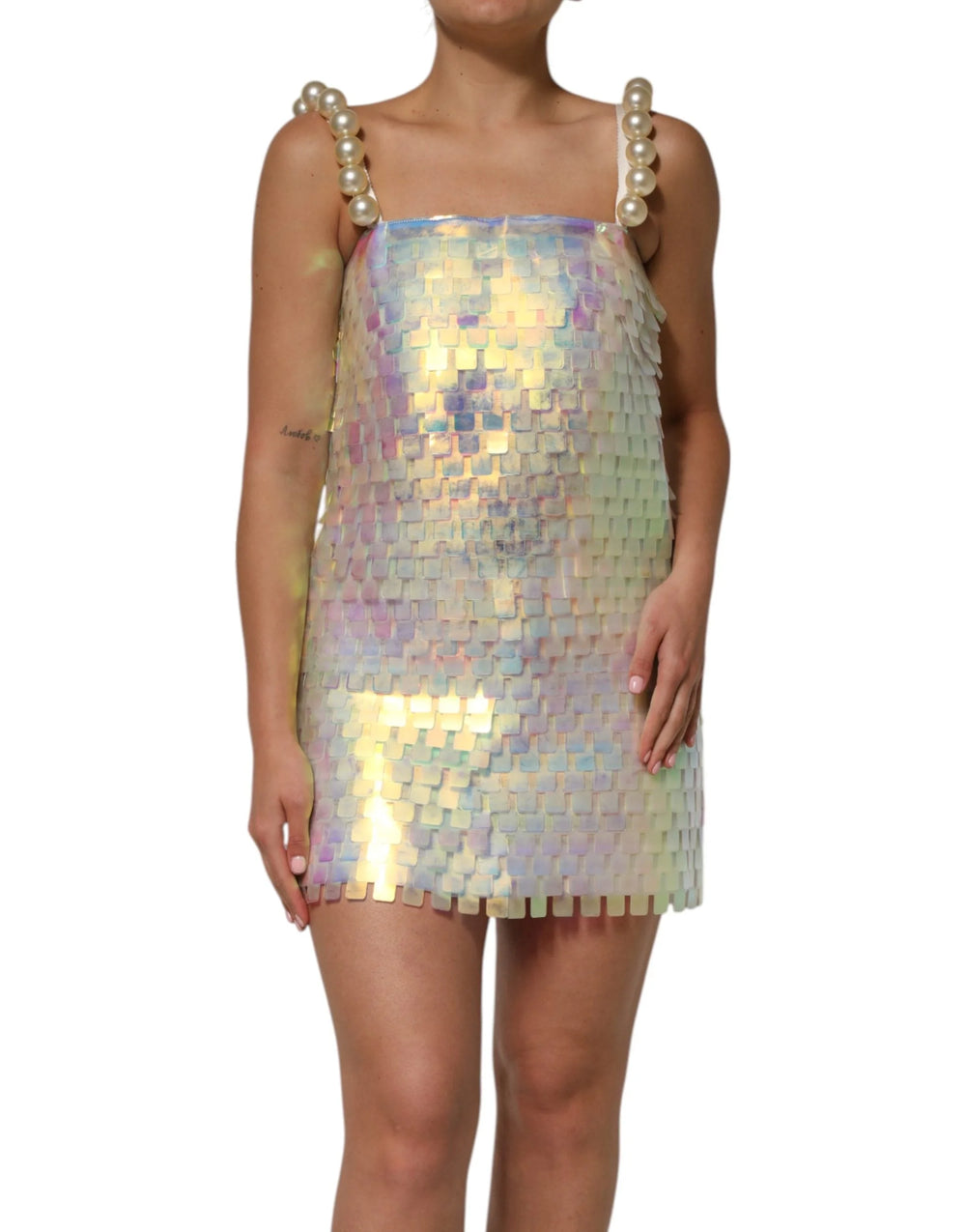 Dolce & Gabbana Multicolor Sequin Holographic Mini Dress - IT40|S - Dresses