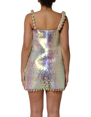 Dolce & Gabbana Multicolor Sequin Holographic Mini Dress - IT40|S - Dresses