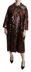 Dolce & Gabbana Multicolor Sequined Long Coat Jaquard Jacket - IT40|S - Overcoats