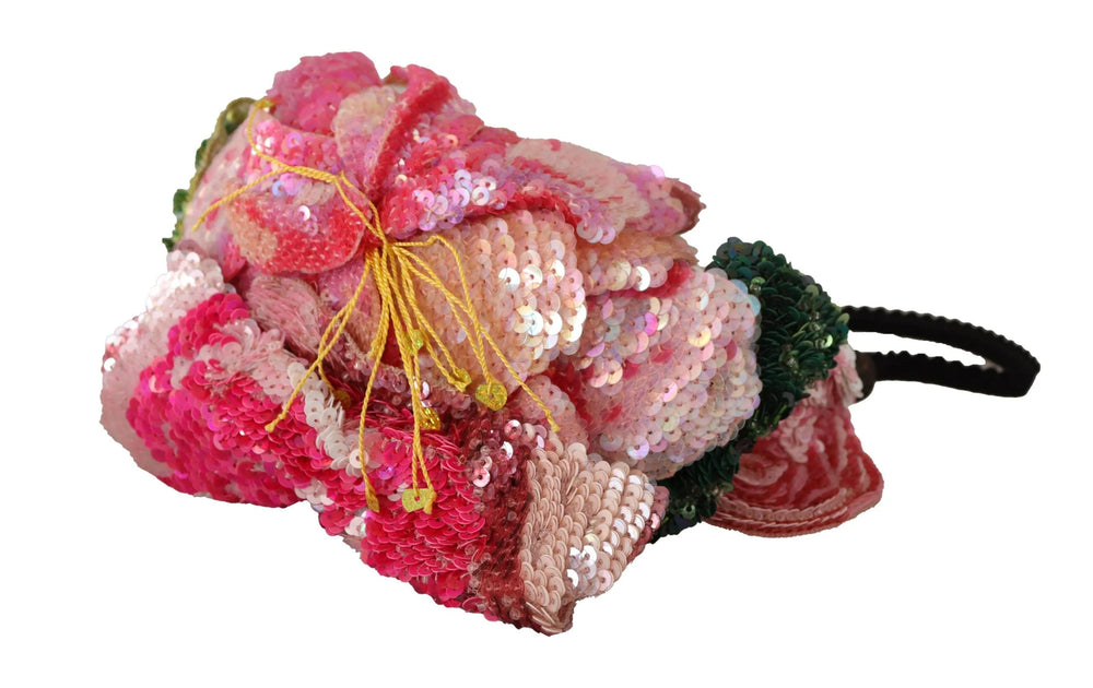 Dolce & Gabbana Multicolor Sequined Lurex Black Hair Headband - Headbands