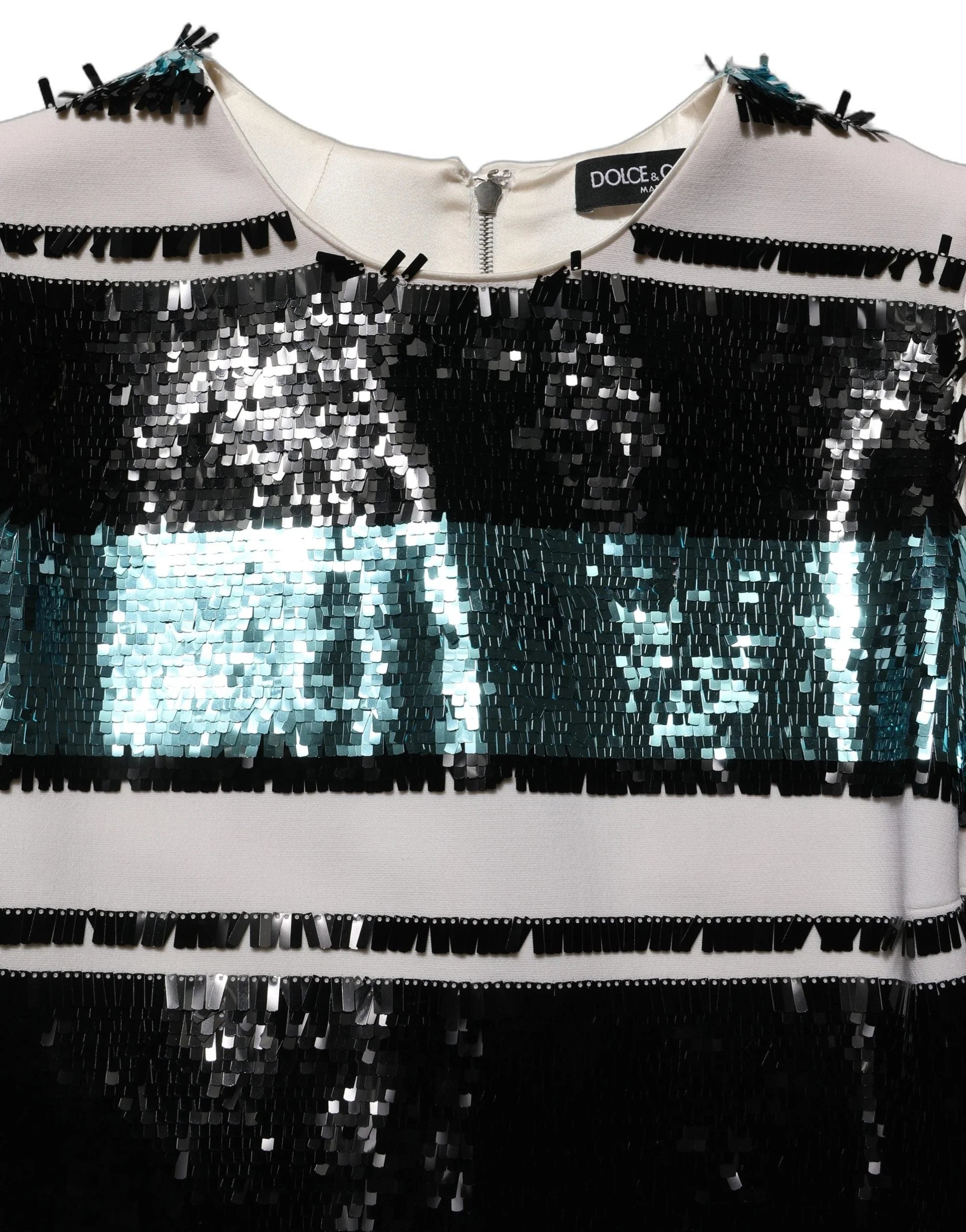 Dolce & Gabbana Multicolor Sequined Sleeveless Shift Dress - IT36|XXS