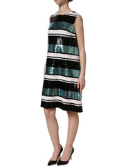 Dolce & Gabbana Multicolor Sequined Sleeveless Shift Dress - IT36|XXS