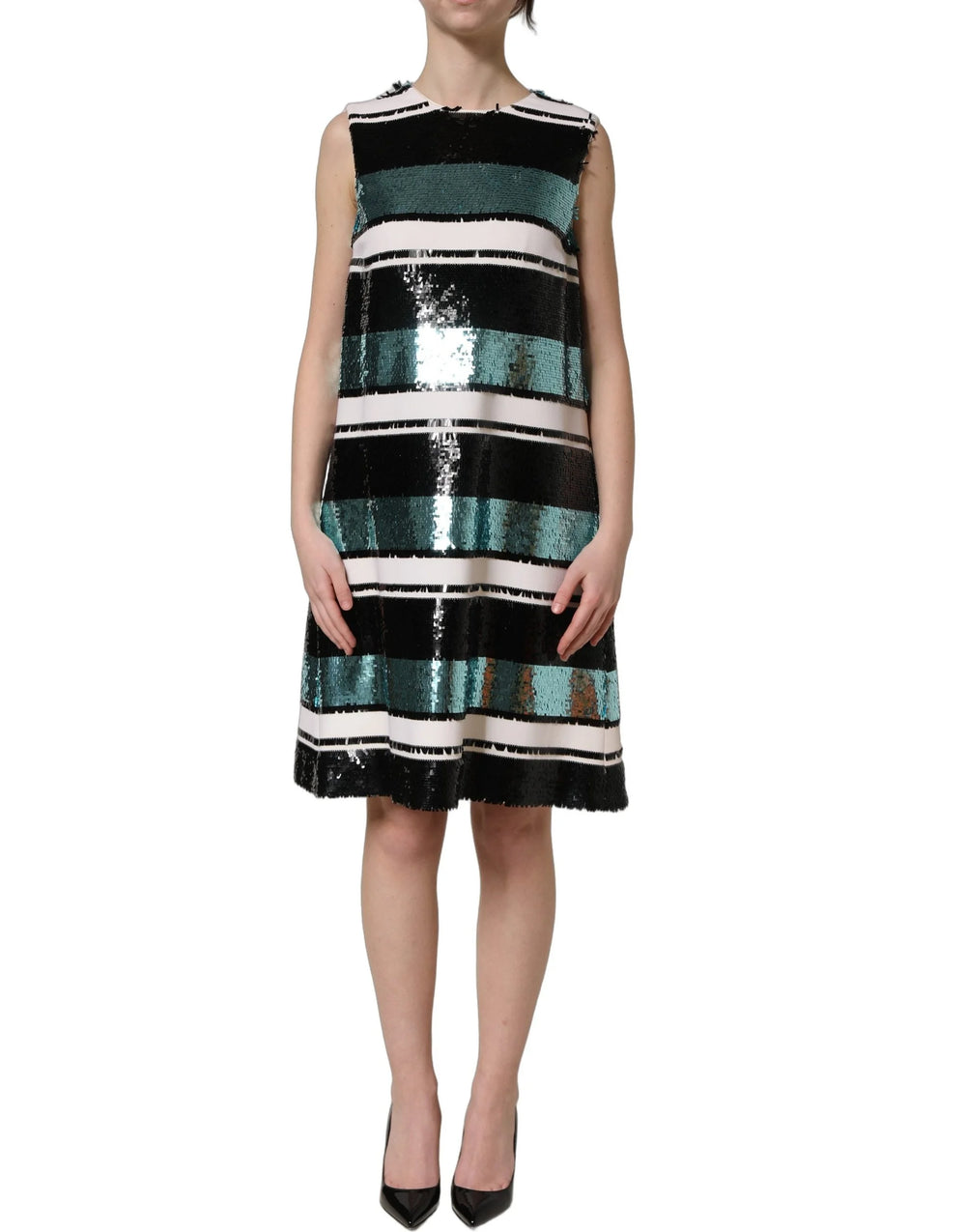 Dolce & Gabbana Multicolor Sequined Sleeveless Shift Dress - IT36|XXS