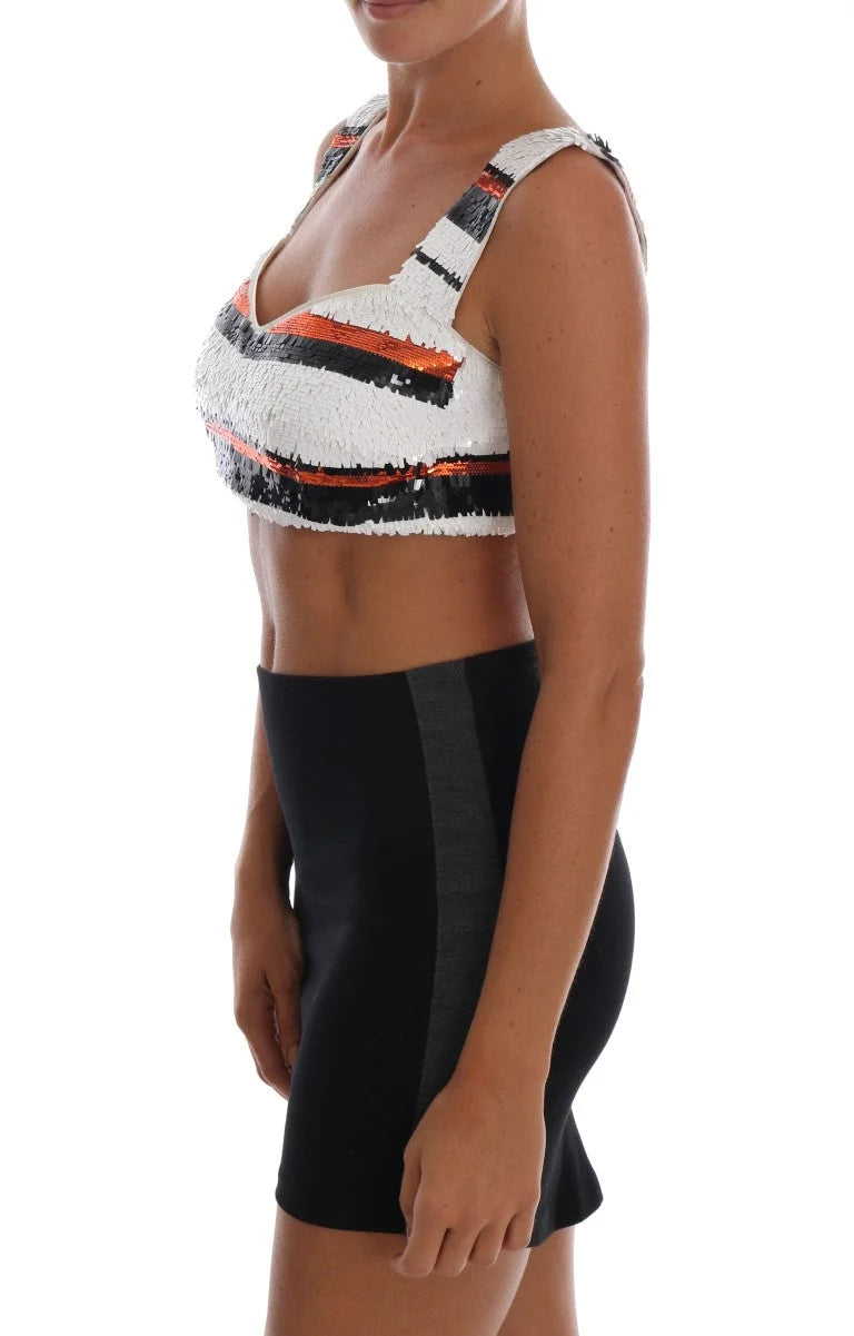 Dolce & Gabbana Multicolor Sequined Stretch Bustier Top - IT42|M - Tank Tops