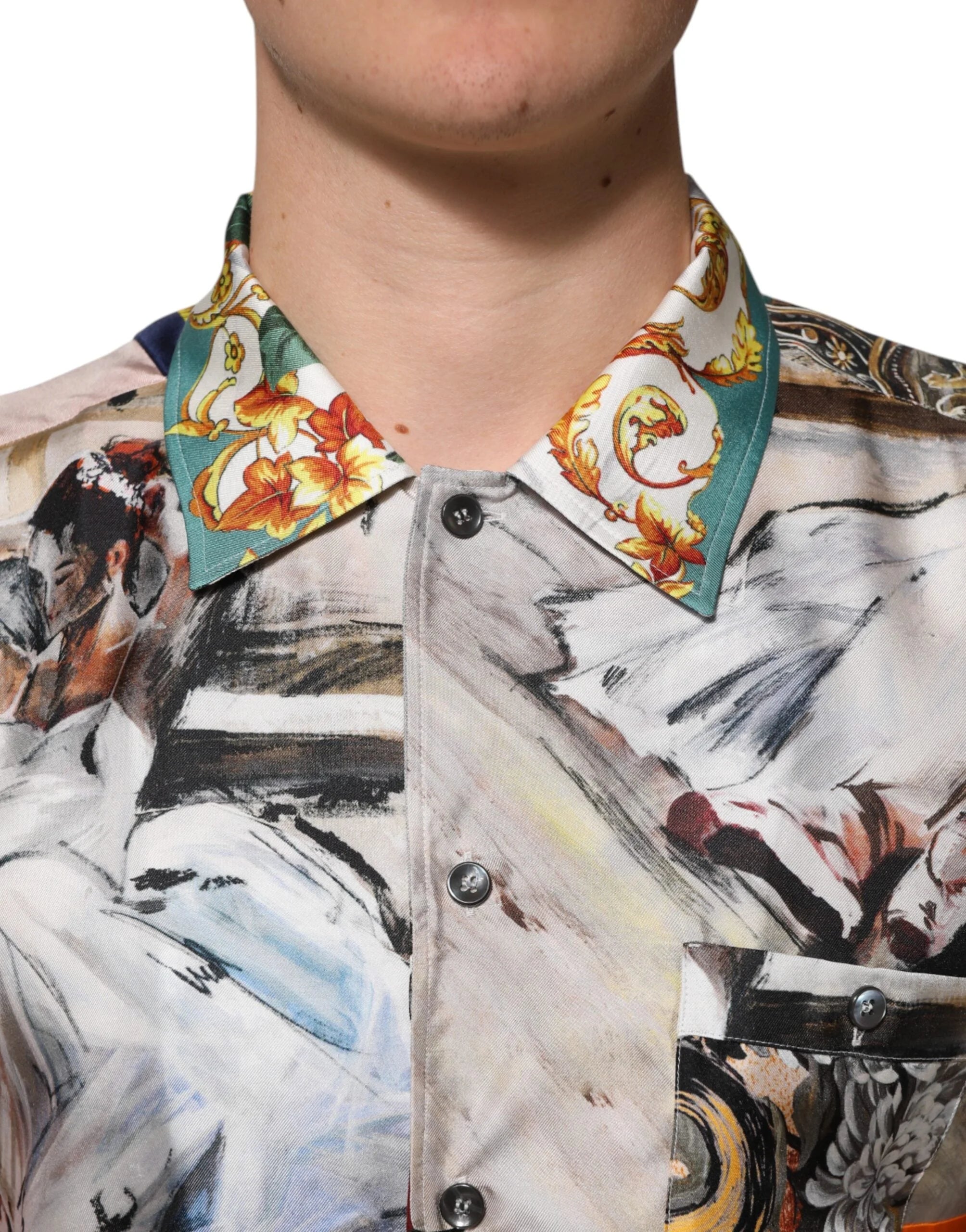 Dolce & Gabbana Multicolor Shell Print Hawaii Casual Shirt - IT39 | S