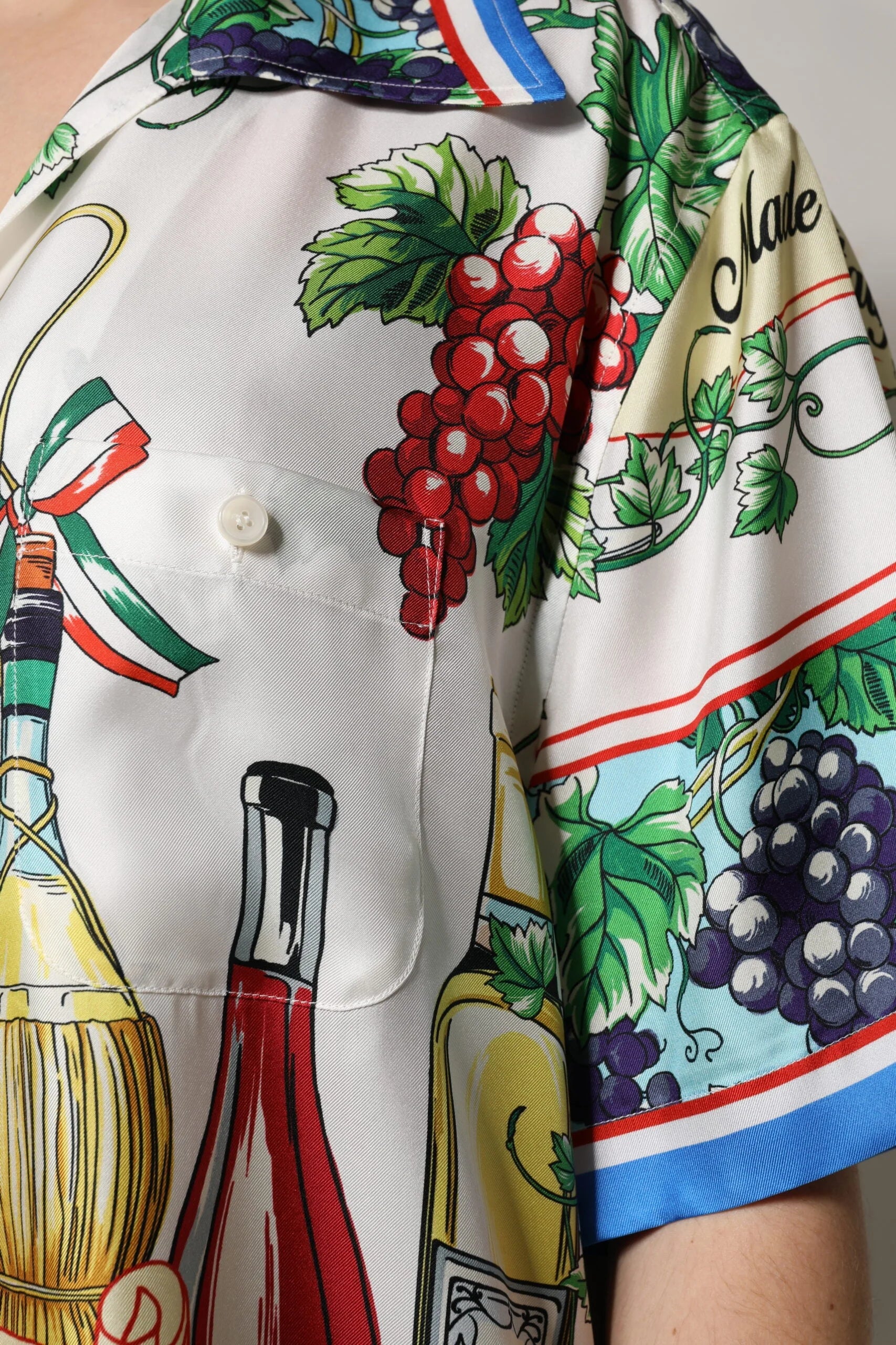 Dolce & Gabbana Multicolor Short Sleeve Silk Food Shirt Top - IT42|M - Blouses