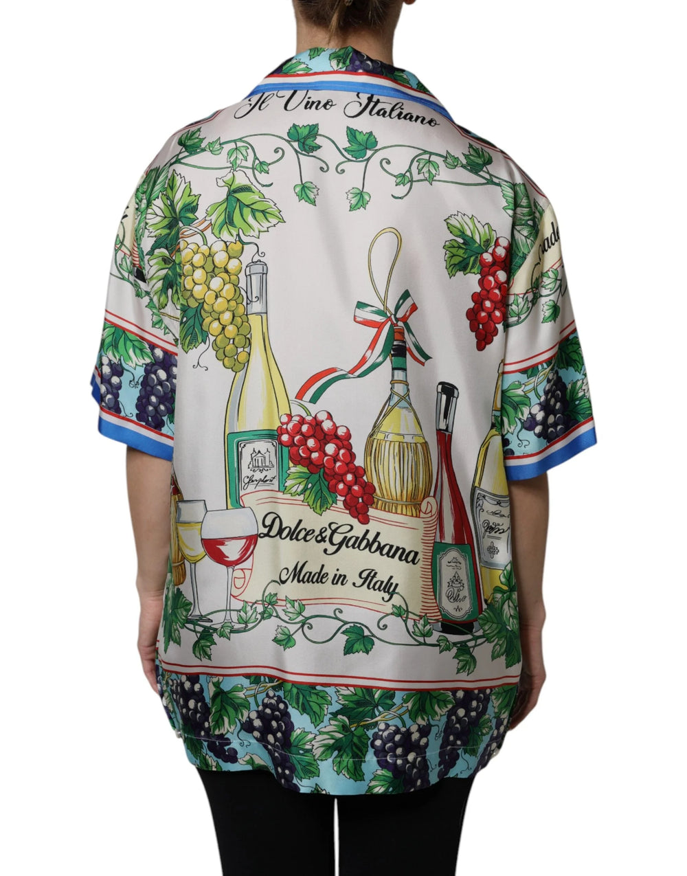 Dolce & Gabbana Multicolor Short Sleeve Silk Food Shirt Top - IT42|M - Blouses