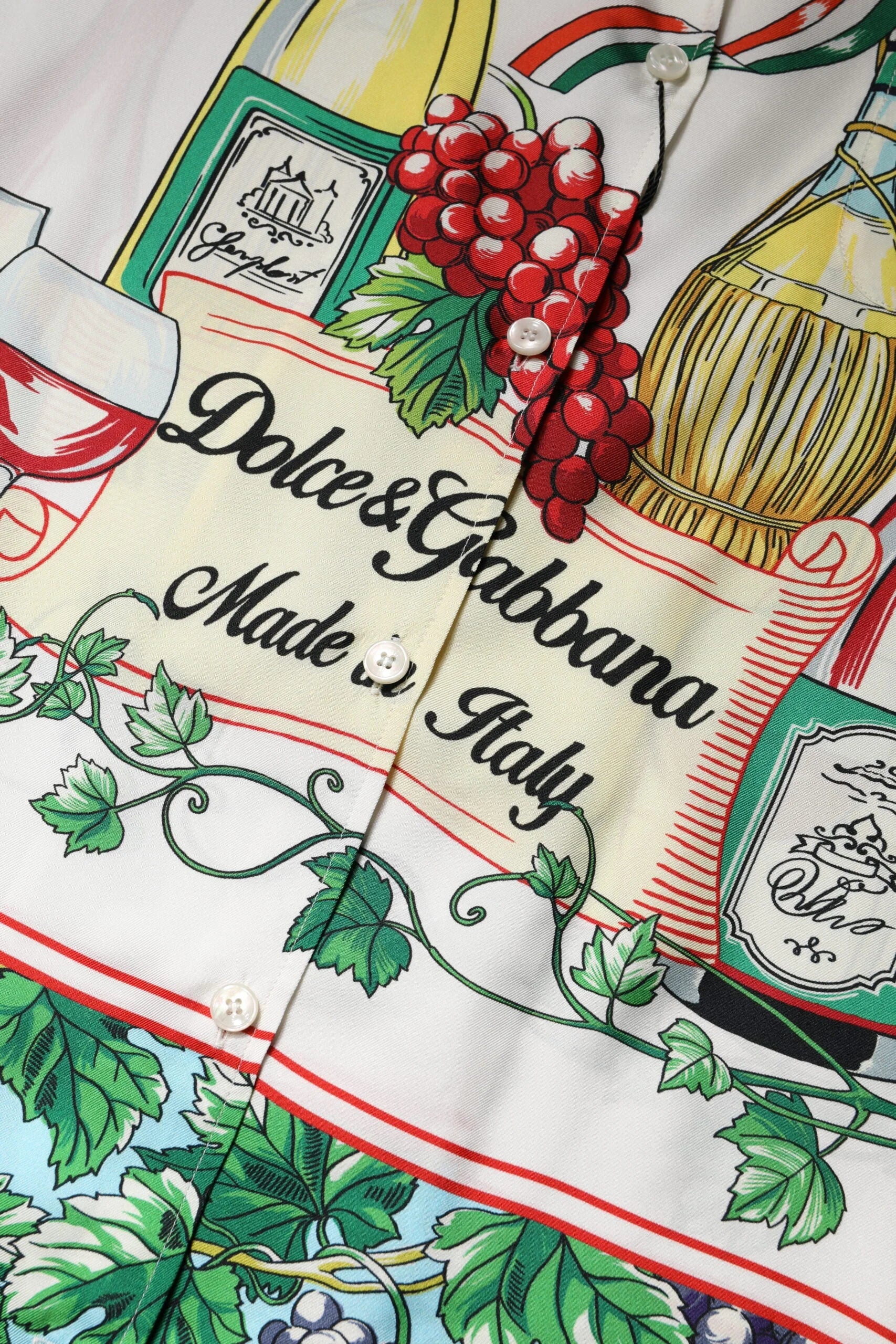 Dolce & Gabbana Multicolor Short Sleeve Silk Food Shirt Top - IT42|M