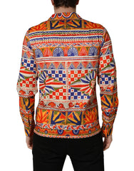 Dolce & Gabbana Camisa de Hombre en Algodón Revés Siciliano Multicolor Carretto