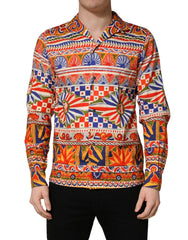 Dolce & Gabbana Camisa de Hombre en Algodón Revés Siciliano Multicolor Carretto