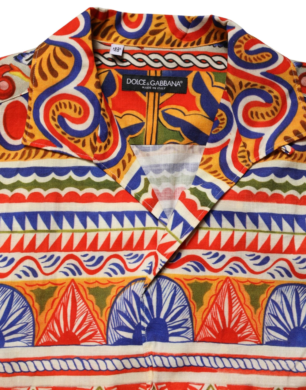 Dolce & Gabbana Camisa de Hombre en Algodón Revés Siciliano Multicolor Carretto