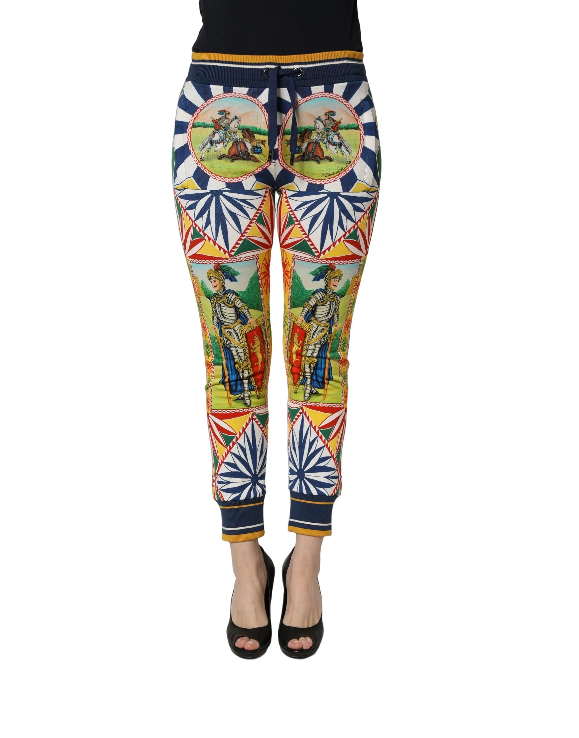 Dolce & Gabbana Multicolor Siciliano Saretto Joggers Pants - IT36|XXS