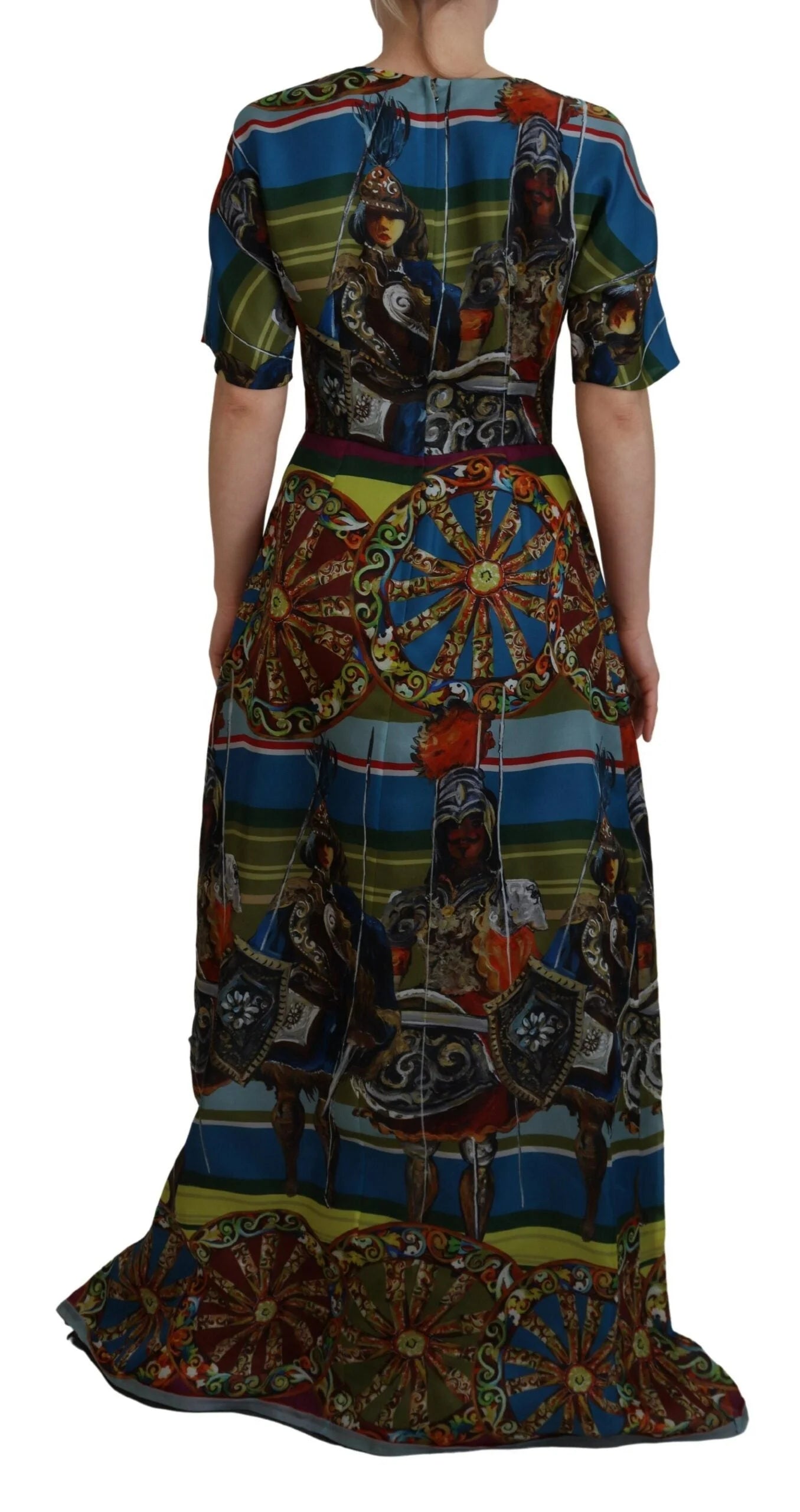 Dolce & Gabbana Multicolor Sicily Silk A-line Long Gown Dress - IT40|S - Dresses
