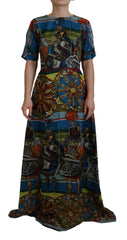 Dolce & Gabbana Multicolor Sicily Silk A-line Long Gown Dress - IT40|S - Dresses