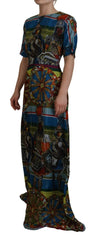 Dolce & Gabbana Multicolor Sicily Silk A-line Long Gown Dress - IT40|S - Dresses