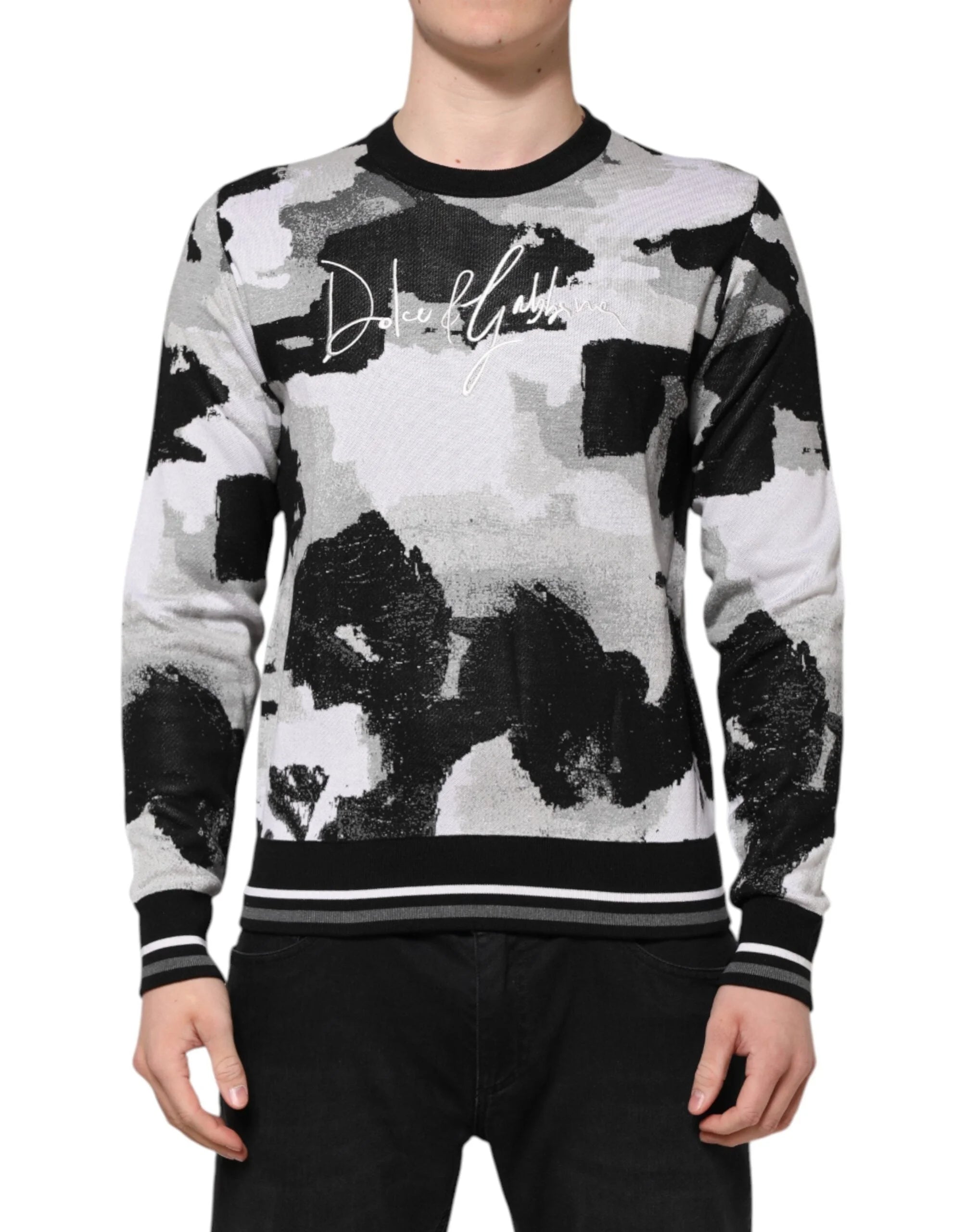 Dolce & Gabbana Multicolor Silk Camouflage Pullover Sweater - Sweaters