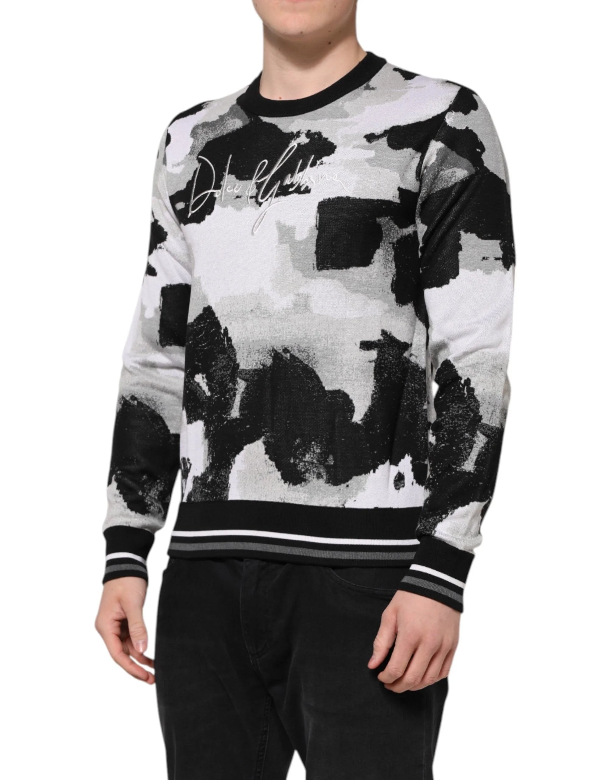 Dolce & Gabbana Multicolor Silk Camouflage Pullover Sweater - Sweaters