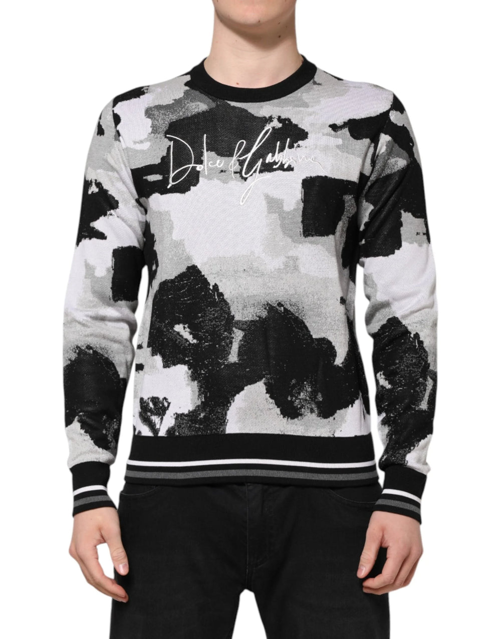 Dolce & Gabbana Multicolor Silk Camouflage Pullover Sweater - Sweaters