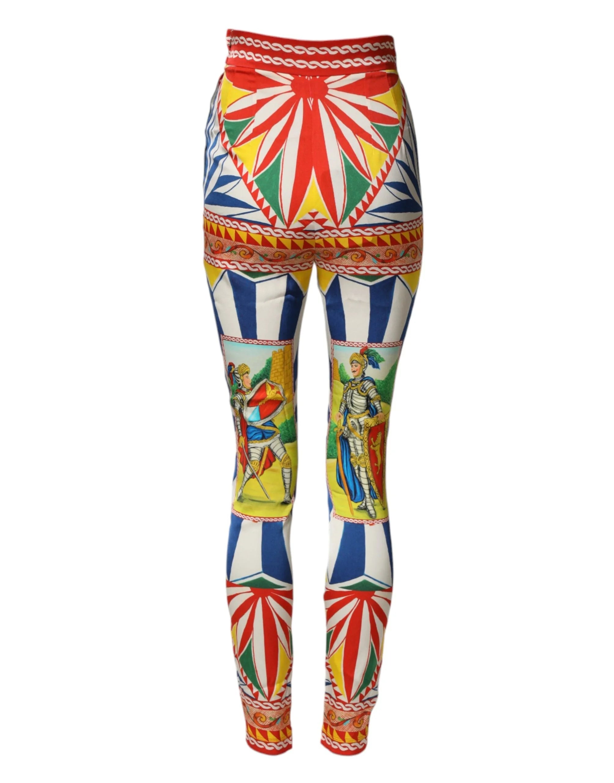 Dolce & Gabbana Monivärinen silkki Carretto - Leggingsit, joustava vyötärö - IT40| L