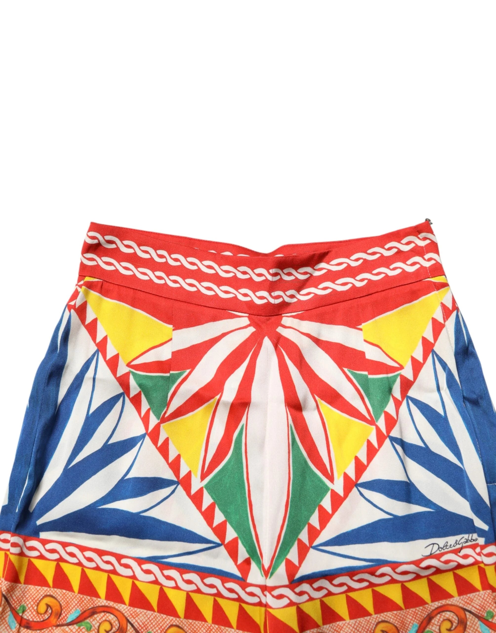 Dolce & Gabbana Monivärinen silkki Carretto - Leggingsit, joustava vyötärö - IT40| L