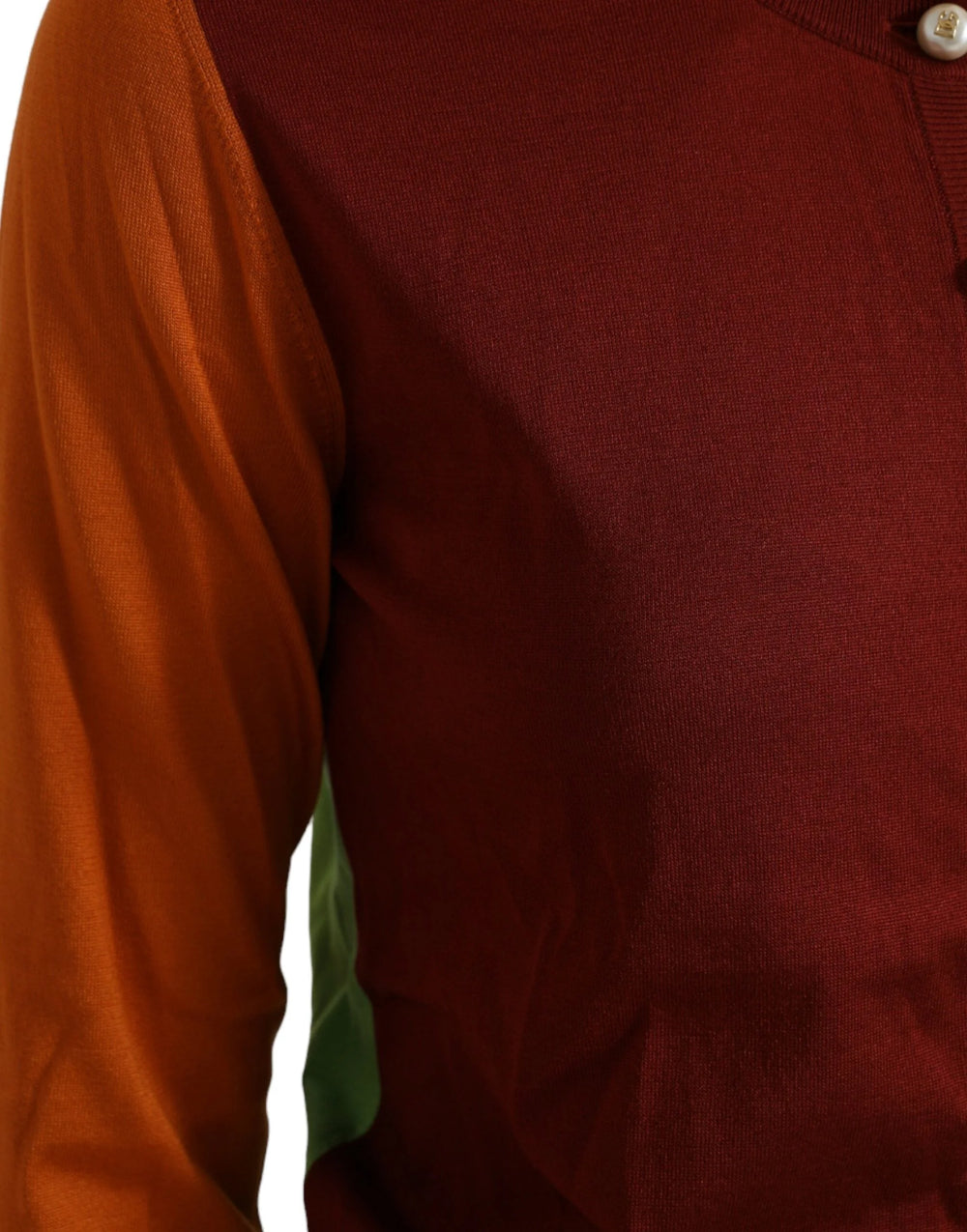 Dolce & Gabbana Multicolor Silk Crewneck Cardigan Sweater - Cardigans